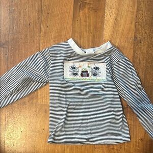 Striped Halloween Kids Shirt with Embroidered Design